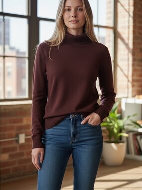 Charter Club Women's Turtleneck Cashmere Sweater - chocolate brown